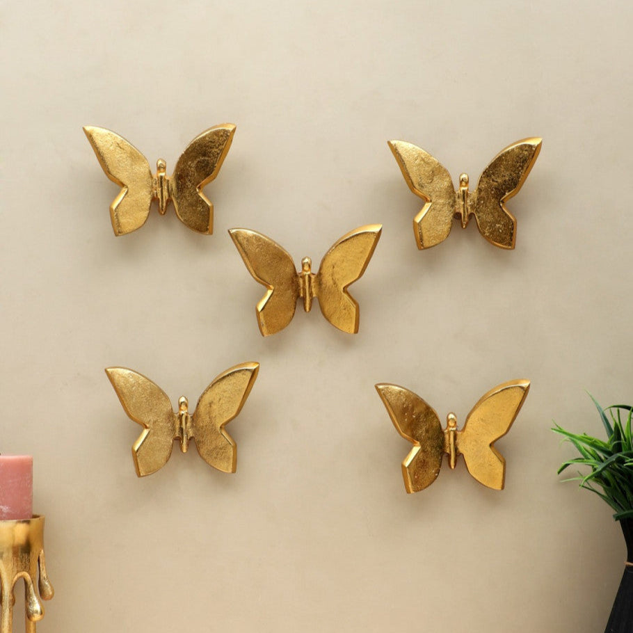 Amaya Decors Aluminium Butterfly Wall Art Set of 5