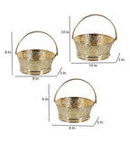 Amaya Decors Round Om Brass Sheet Gifting Basket Set of 3