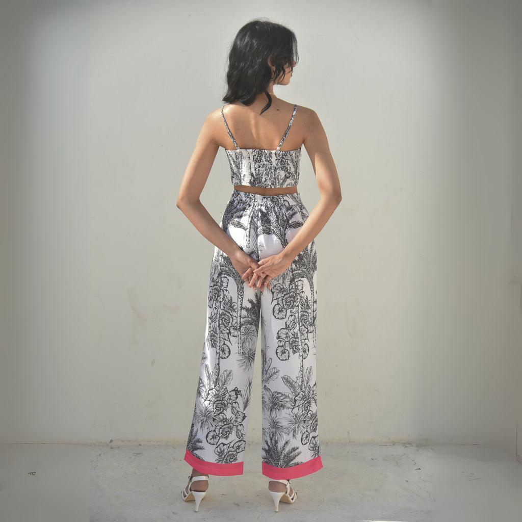 Noir Breeze – Tropical Monochrome Co-ord Set