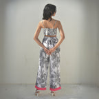 Noir Breeze – Tropical Monochrome Co-ord Set