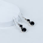 Black Tourmaline Teardrop Danglings in 92.5 Sterling Silver