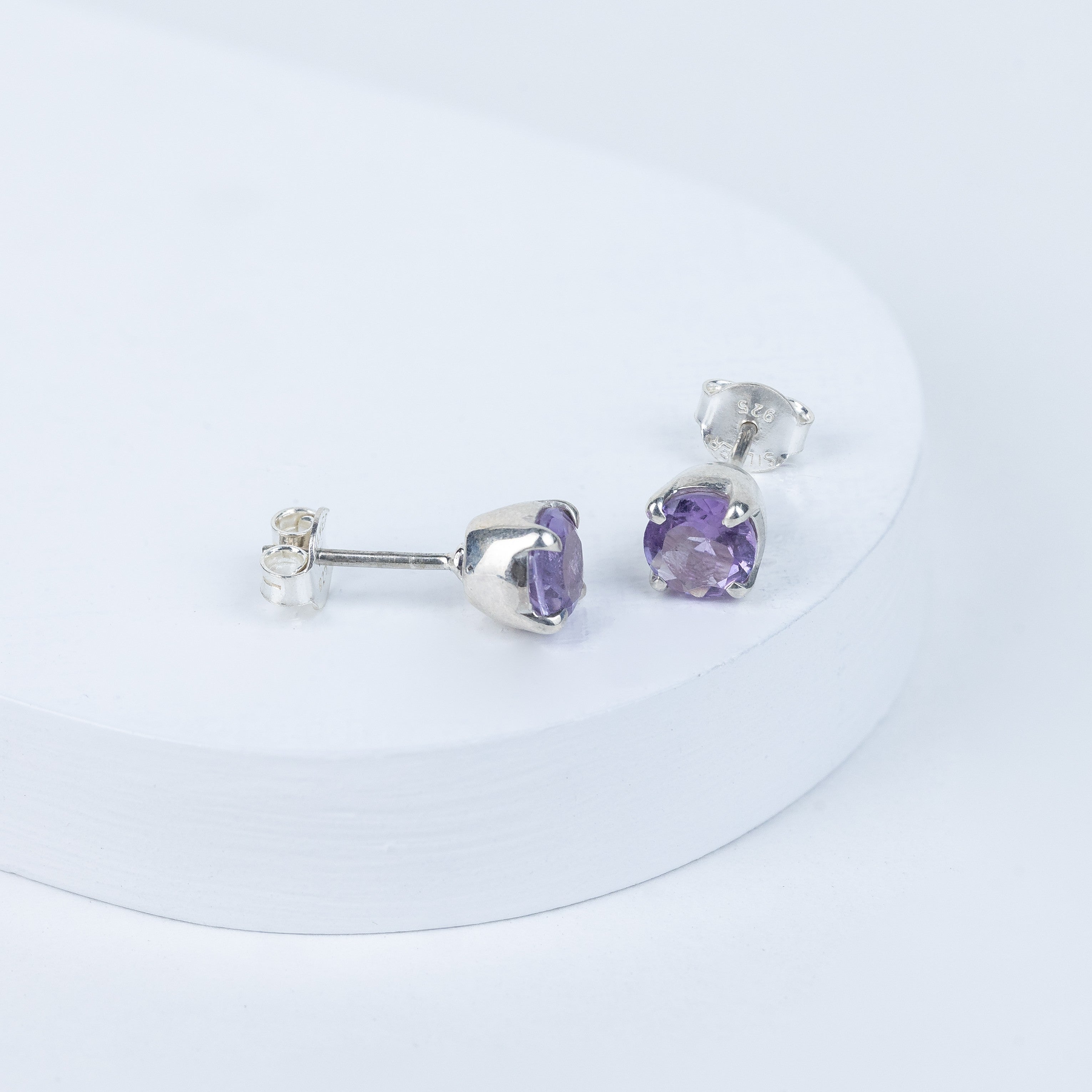 Amethyst Celestial Ellipse Earrings in 92.5 Sterling Silver