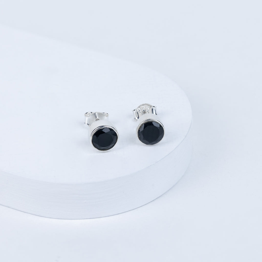 Black Onyx Elegant Sphere Earrings in 92.5 Sterling Silver