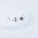 Smokey Quartz Box Earrings in 92.5 Sterling Silver