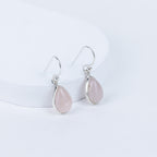 Rose Quartz Teardrop Danglings in 92.5 Sterling Silver