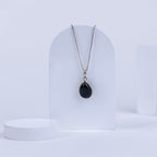 Black Tourmaline Teardrop Pendant in 92.5 Sterling Silver