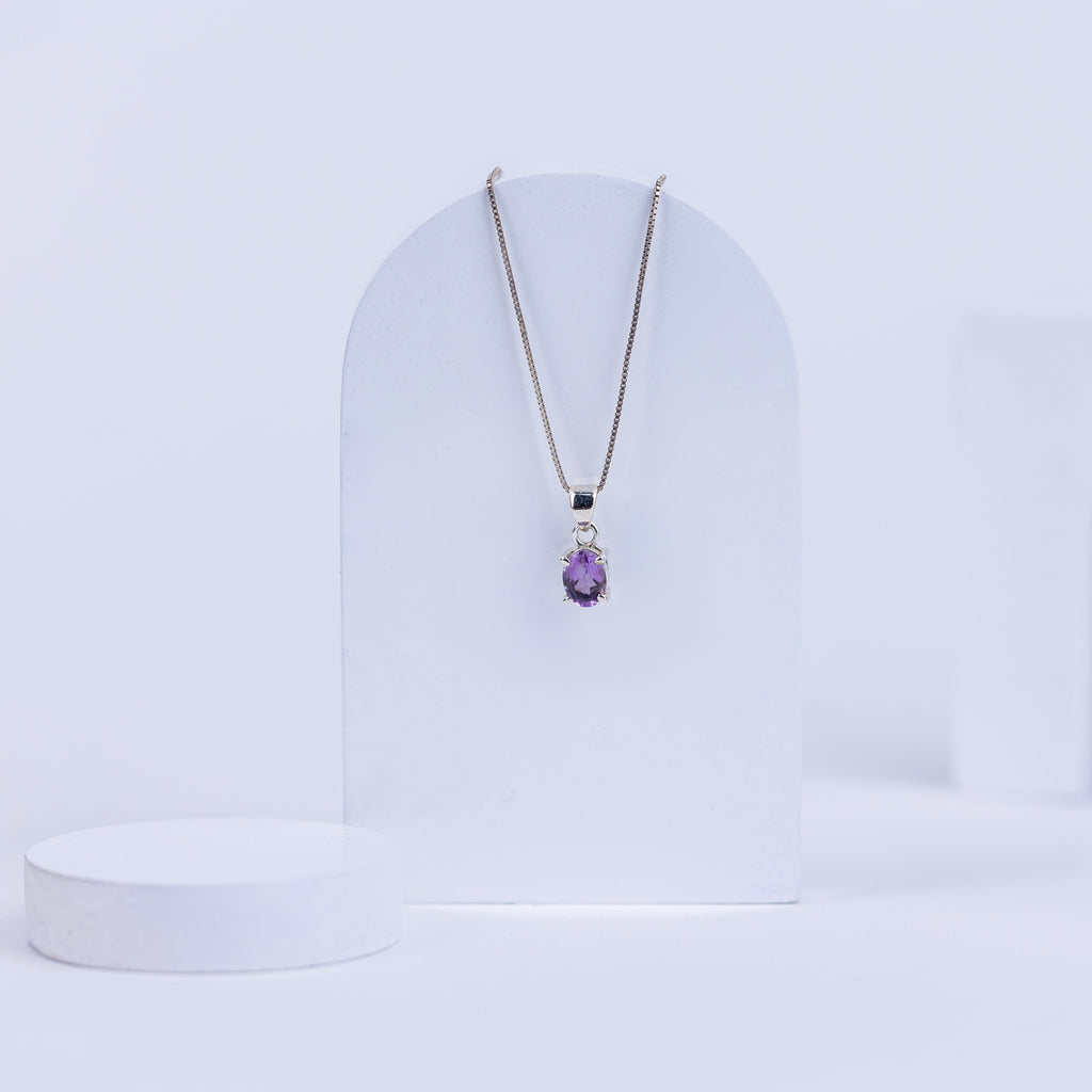 Amethyst Ellipse Pendant in 92.5 Sterling Silver