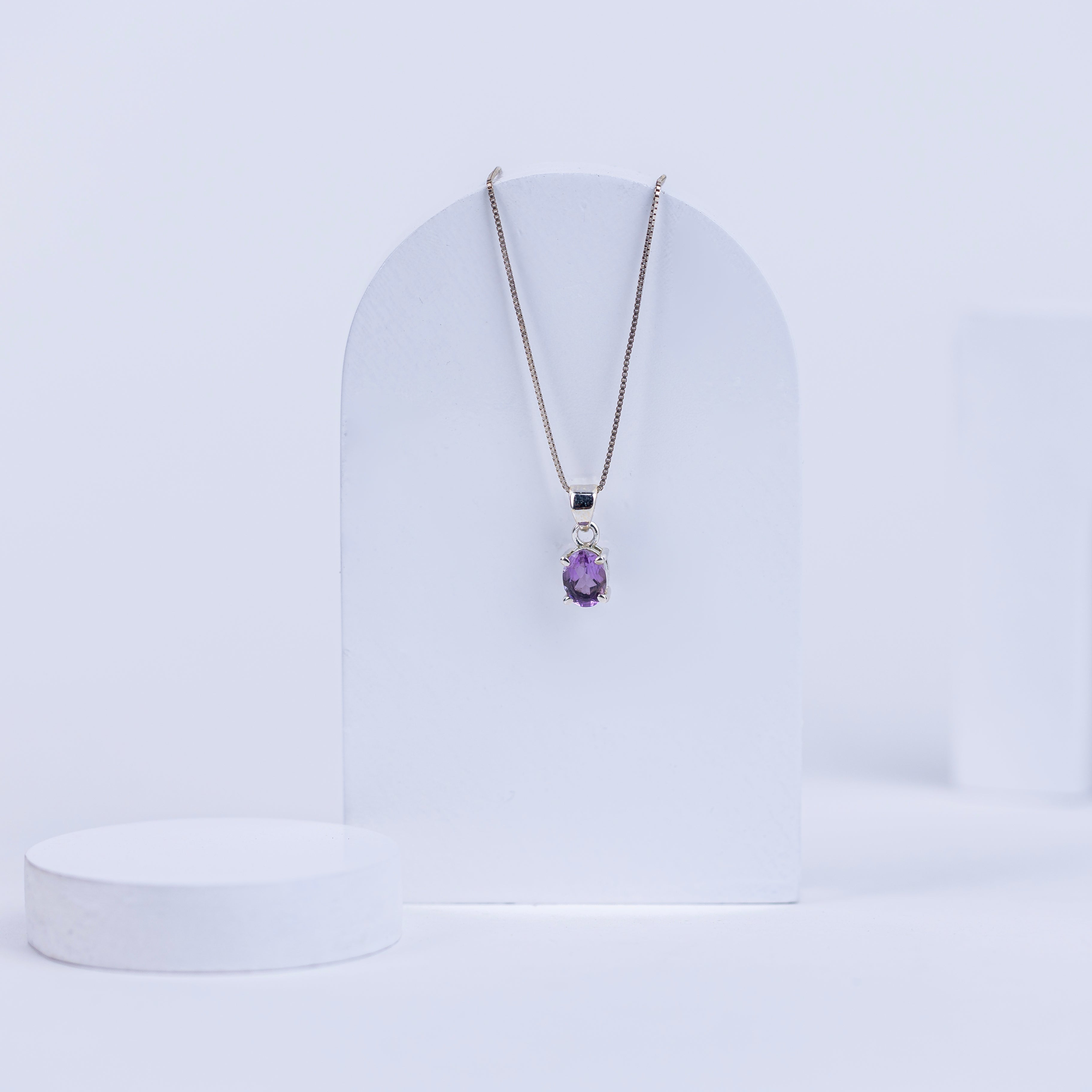 Amethyst Ellipse Pendant in 92.5 Sterling Silver