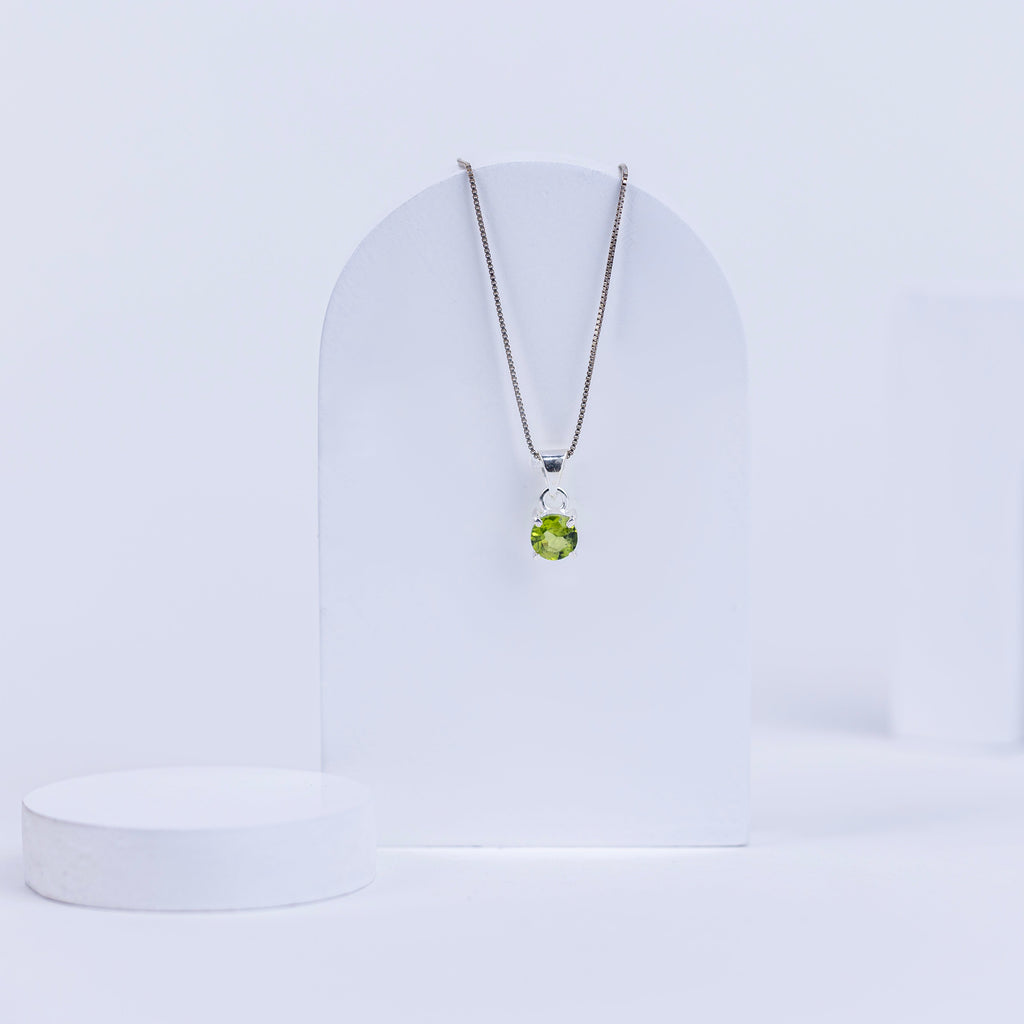Peridot Minimalist Halo Pendant in 92.5 Sterling Silver