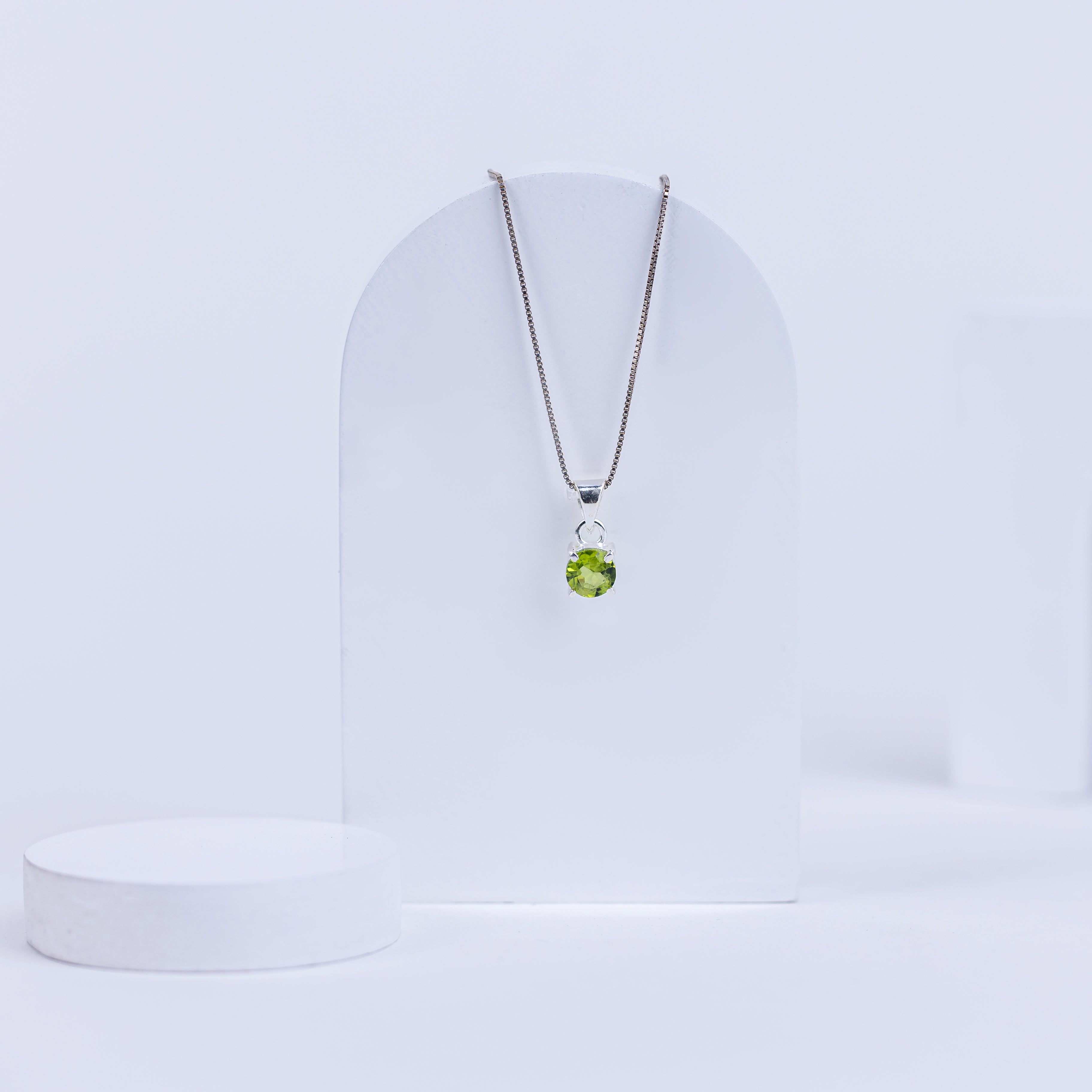 Peridot Minimalist Halo Pendant in 92.5 Sterling Silver