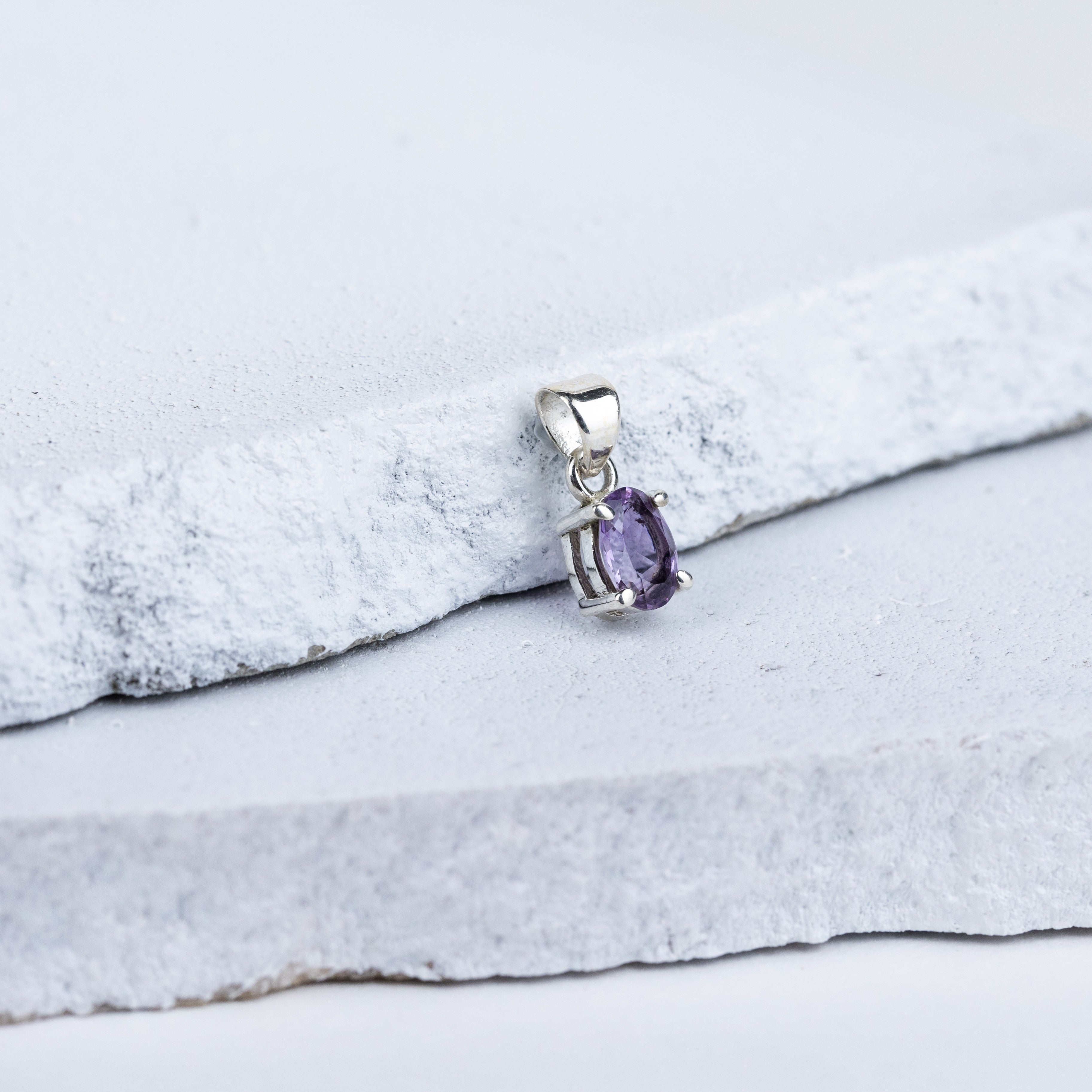 Amethyst Ellipse Pendant in 92.5 Sterling Silver