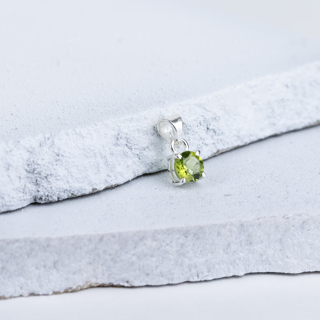 Peridot Minimalist Halo Pendant in 92.5 Sterling Silver