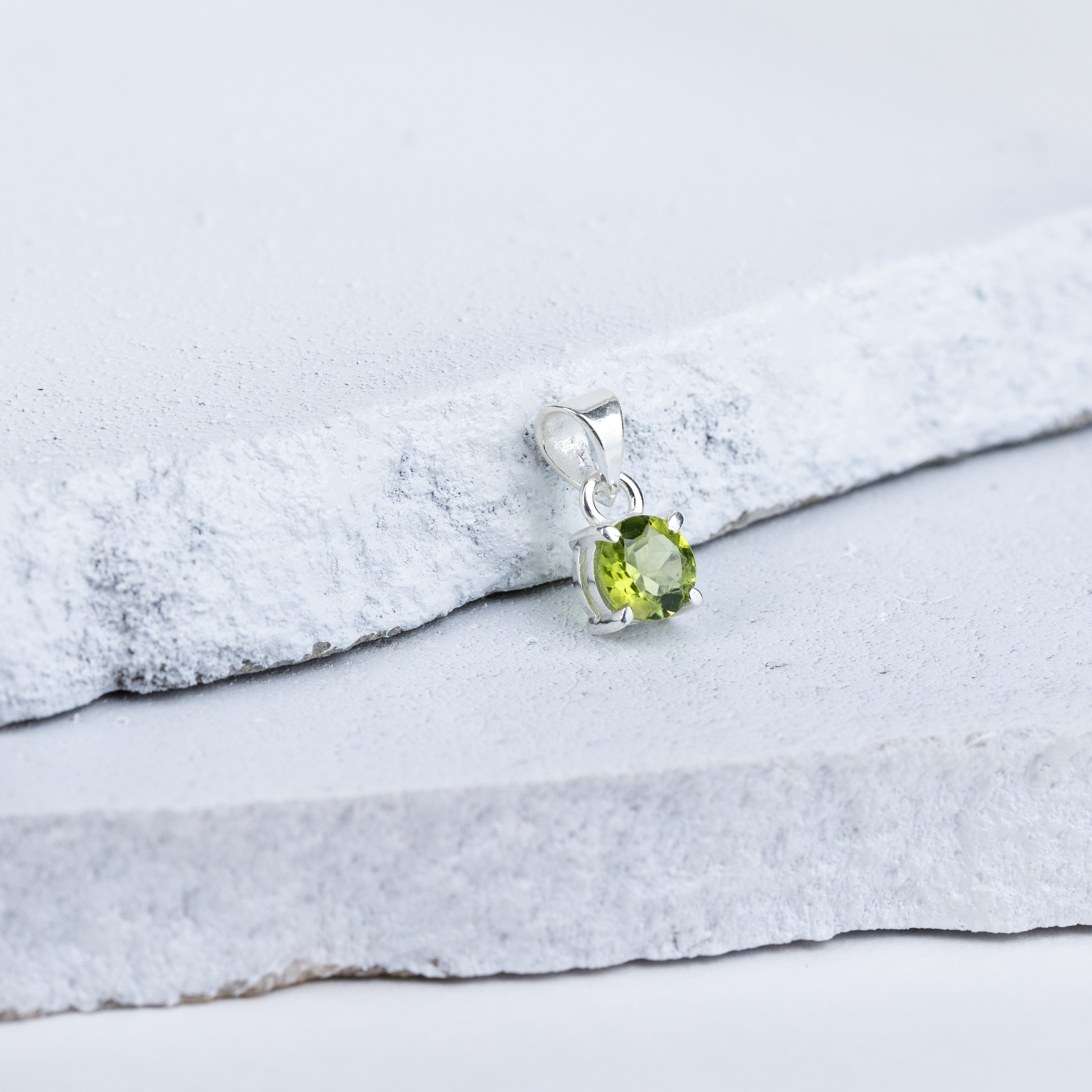 Peridot Minimalist Halo Pendant in 92.5 Sterling Silver