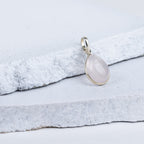 Rose Quartz Teardrop Pendant in 92.5 Sterling Silver