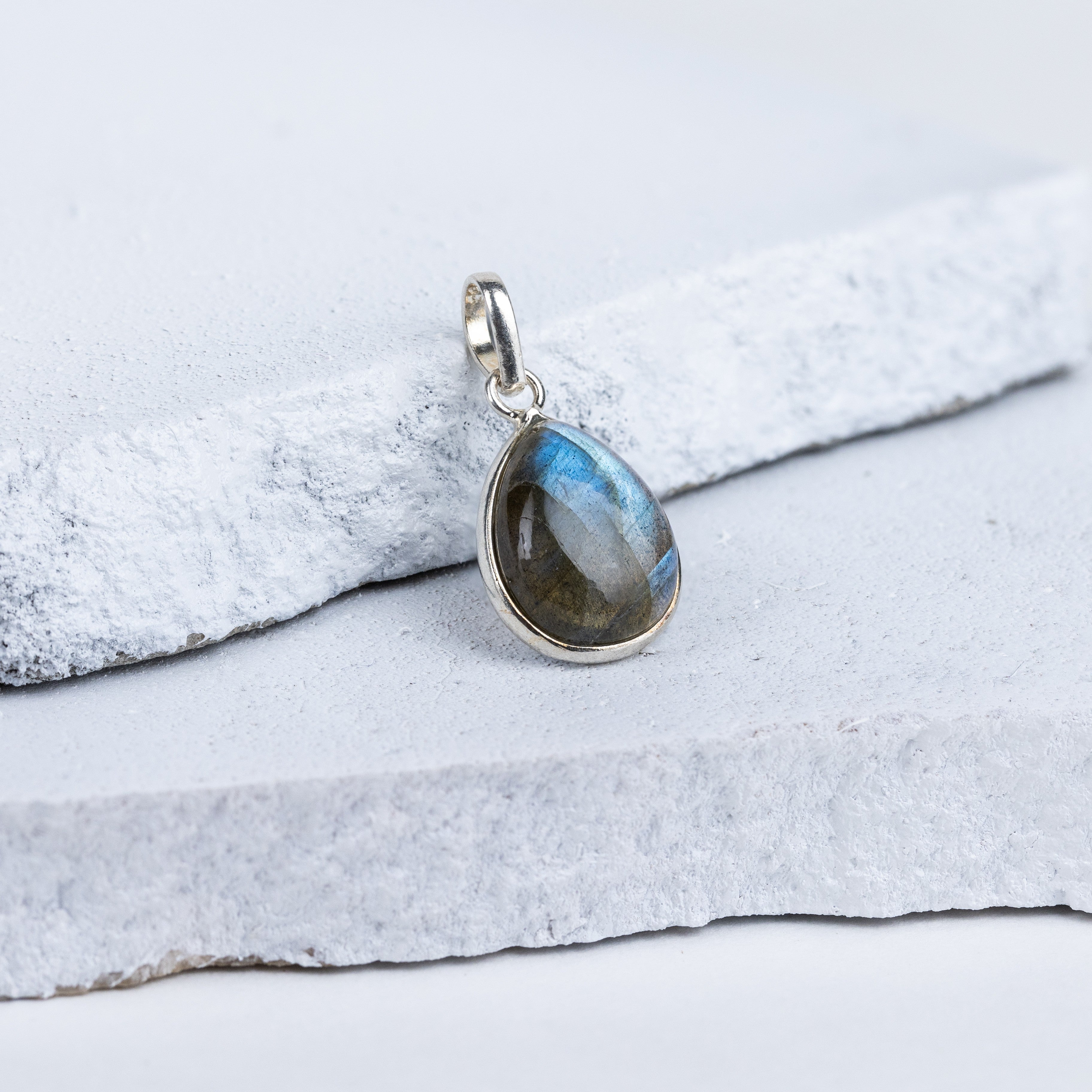 Laborodite Teardrop Pendant in 92.5 Sterling Silver