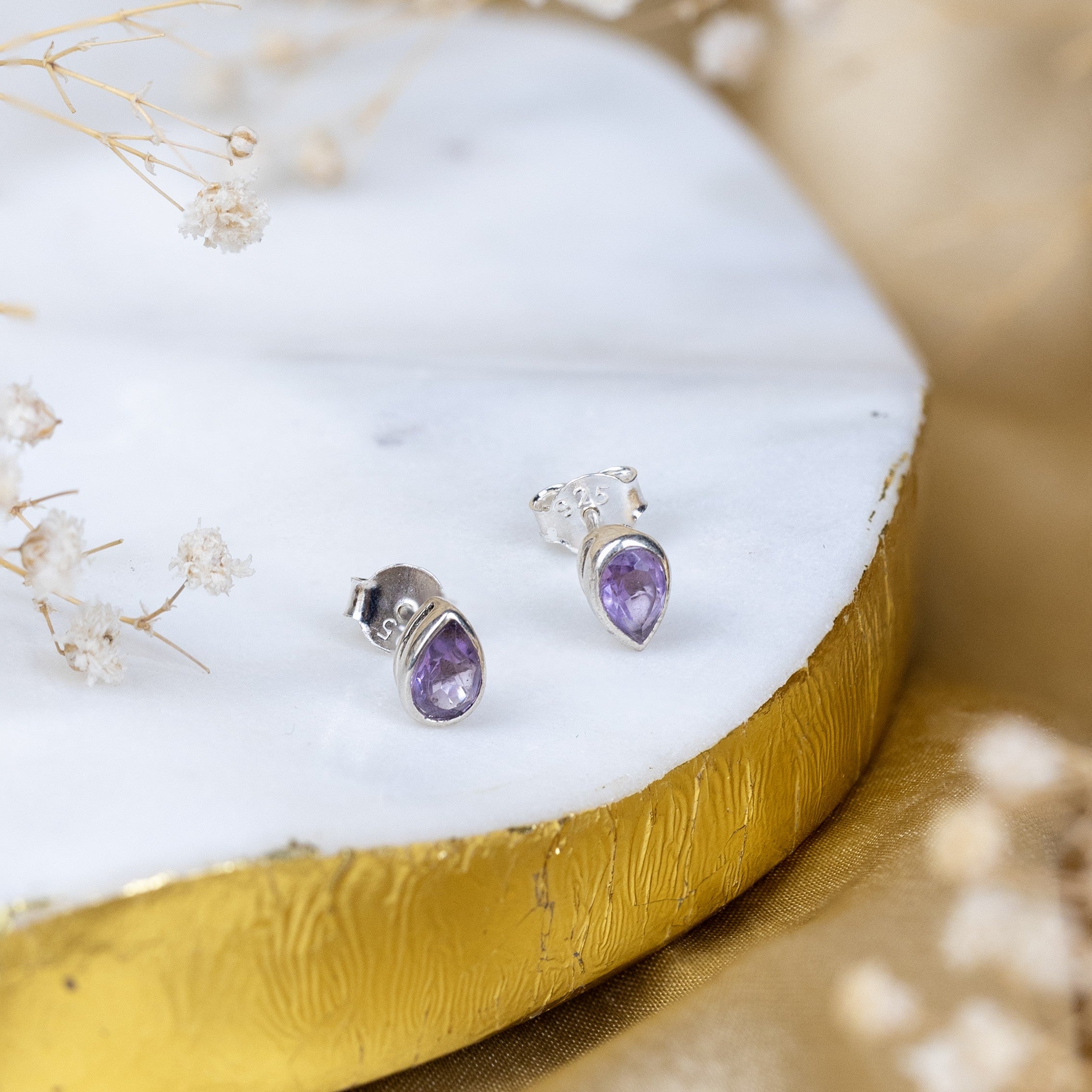 Amethyst Luxe Teardrop Earrings in 92.5 Sterling Silver