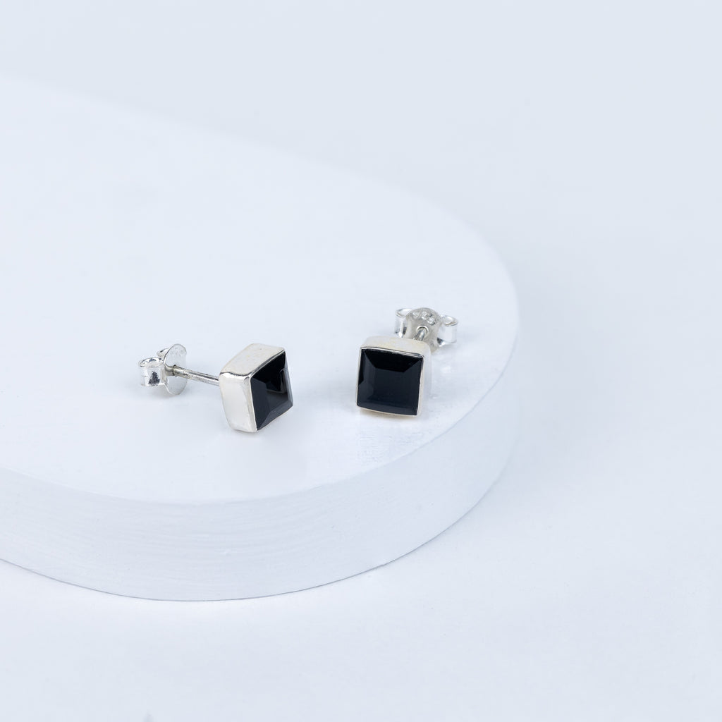Black Onyx Regal Edge Earrings in 92.5 Sterling Silver