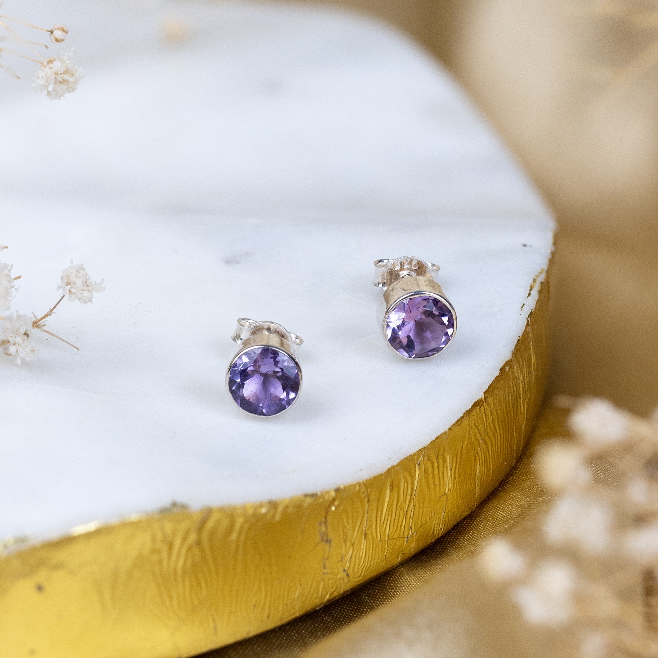 Amethyst Divine Orb Earrings in 92.5 Sterling Silver