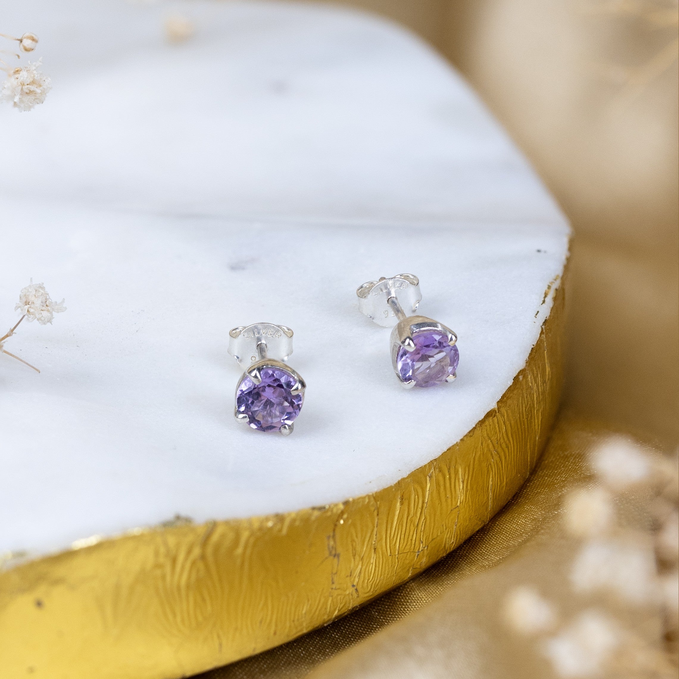 Amethyst Celestial Ellipse Earrings in 92.5 Sterling Silver