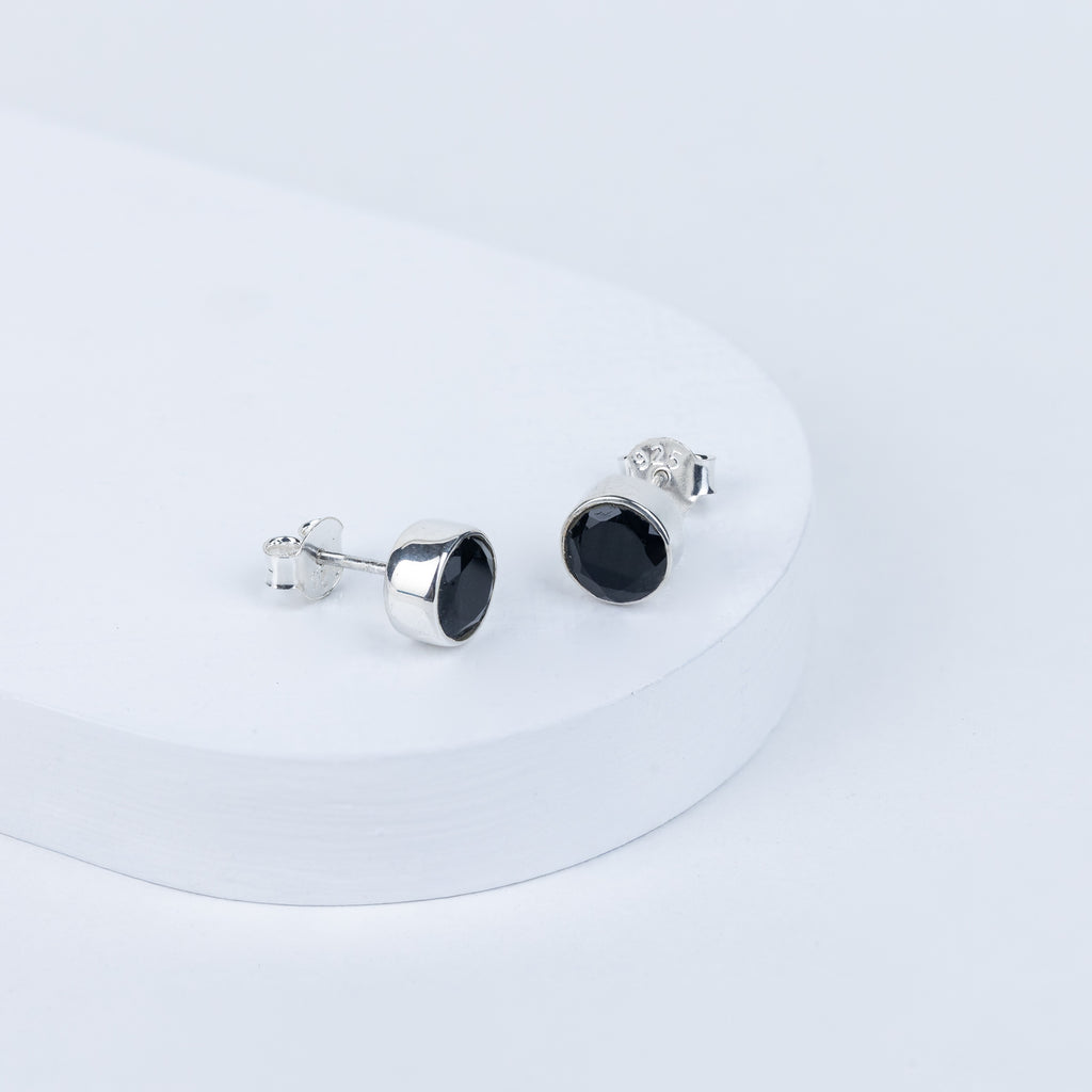 Black Onyx Elegant Sphere Earrings in 92.5 Sterling Silver