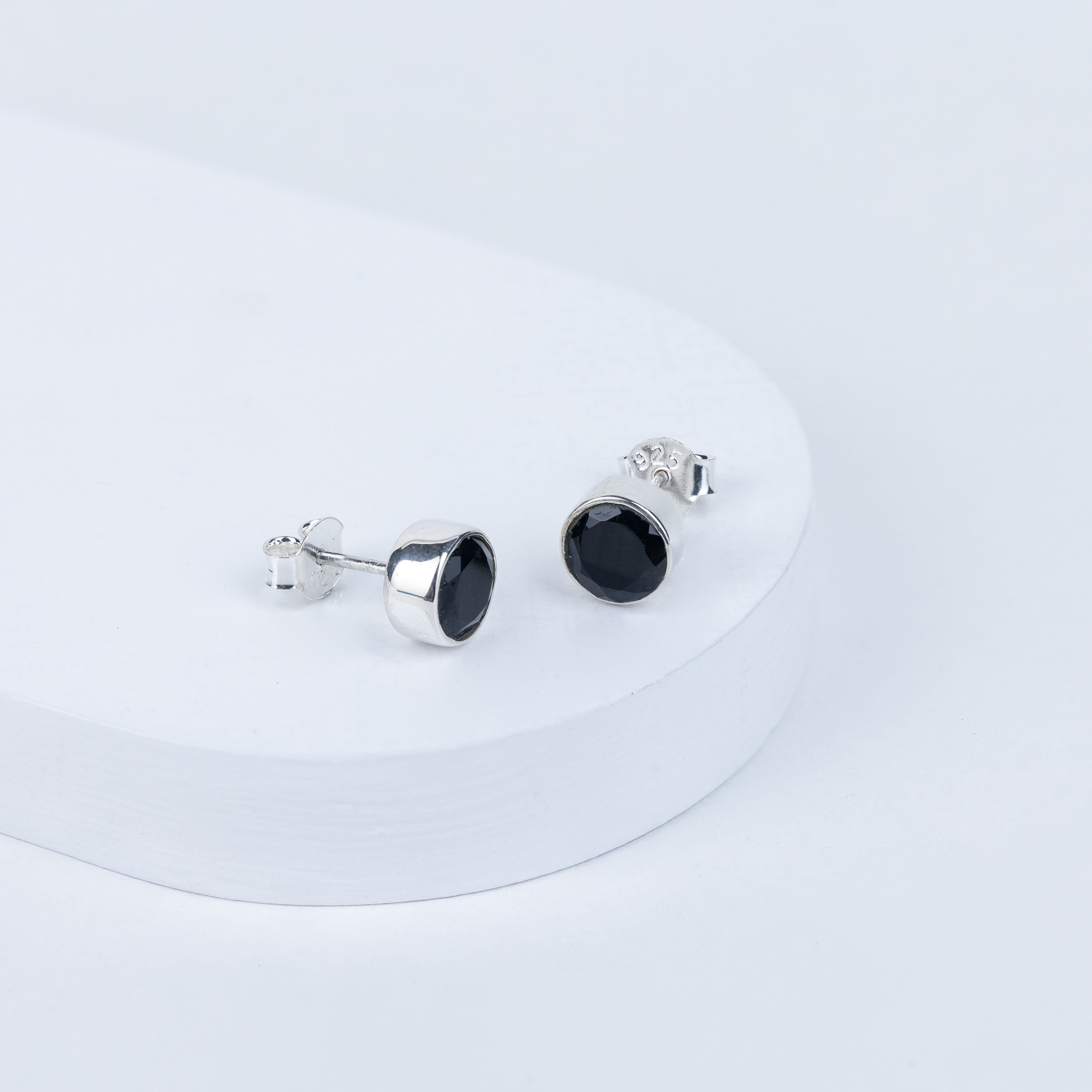 Black Onyx Elegant Sphere Earrings in 92.5 Sterling Silver