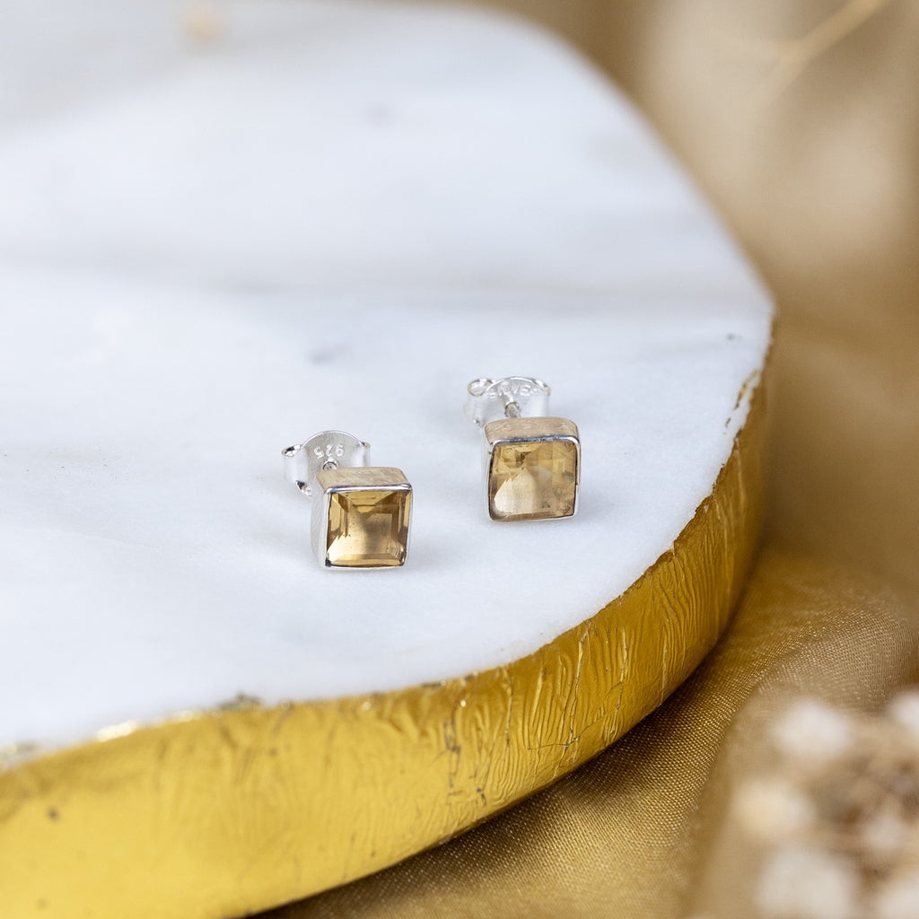 Ctirine Petite Block Earrings in 92.5 Sterling Silver