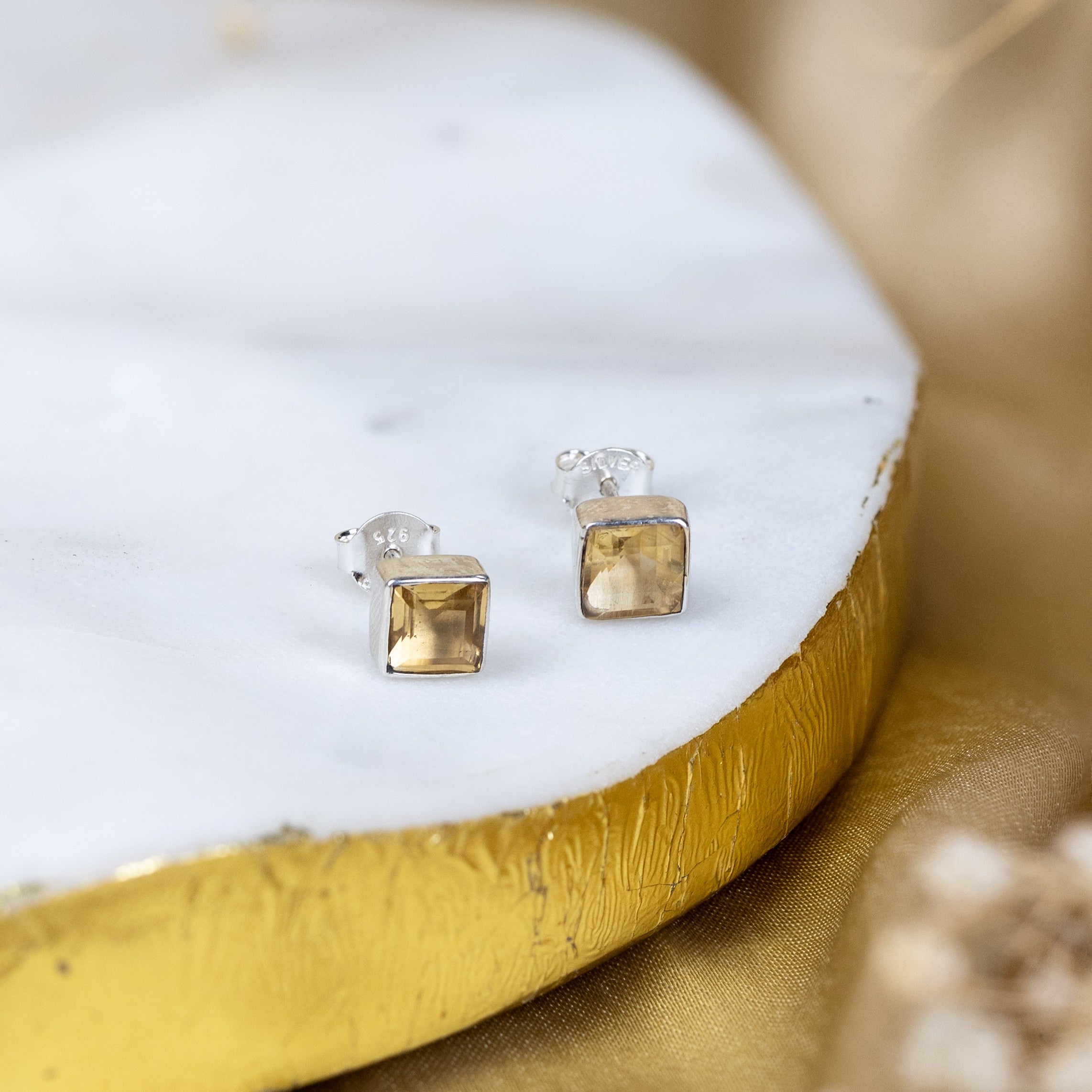 Ctirine Petite Block Earrings in 92.5 Sterling Silver