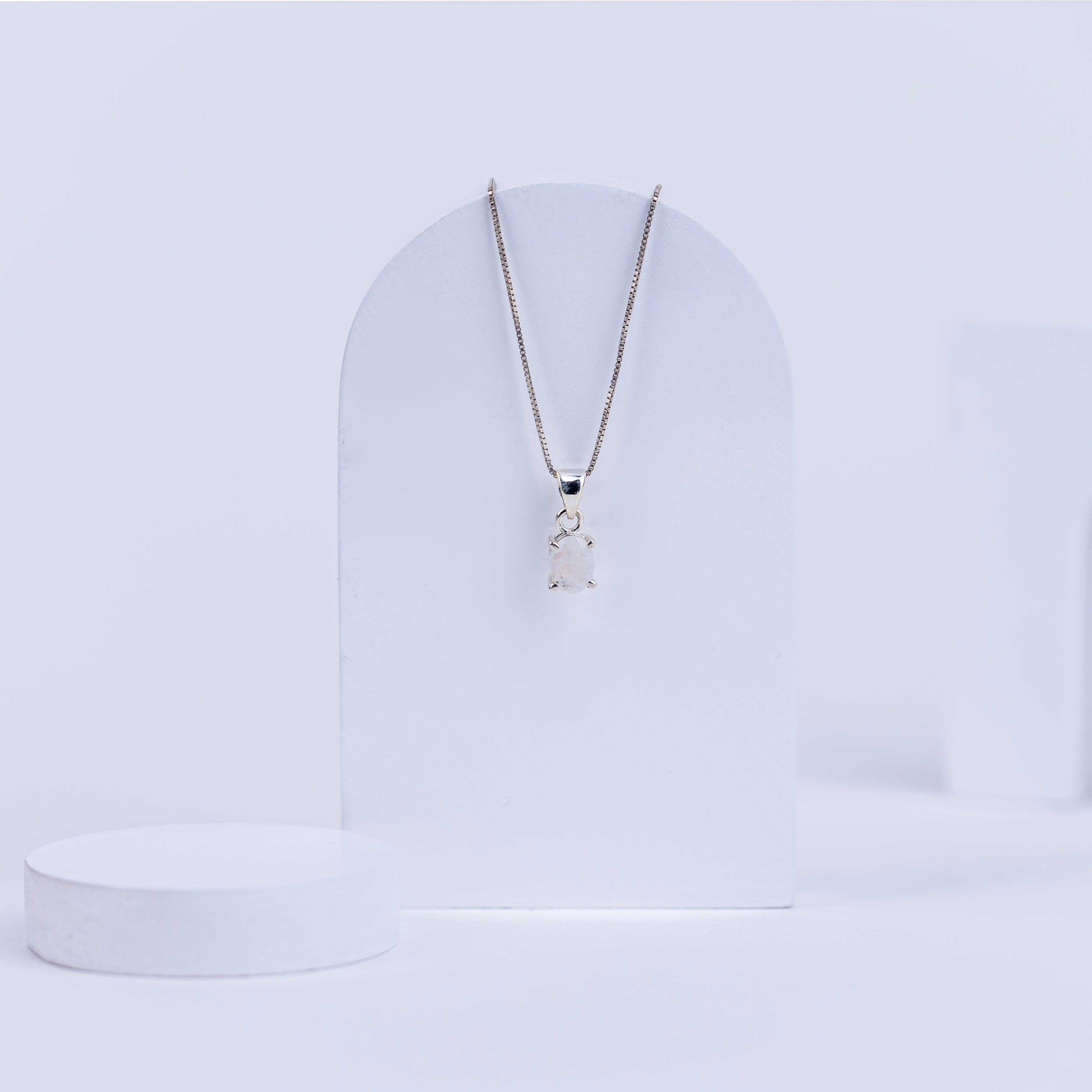 Moonstone Ellipse Pendant in 92.5 Sterling Silver