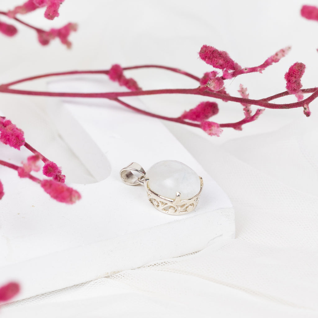 Moonstone Teardrop Pendant in 92.5 Sterling Silver