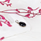 Black Tourmaline Teardrop Pendant in 92.5 Sterling Silver