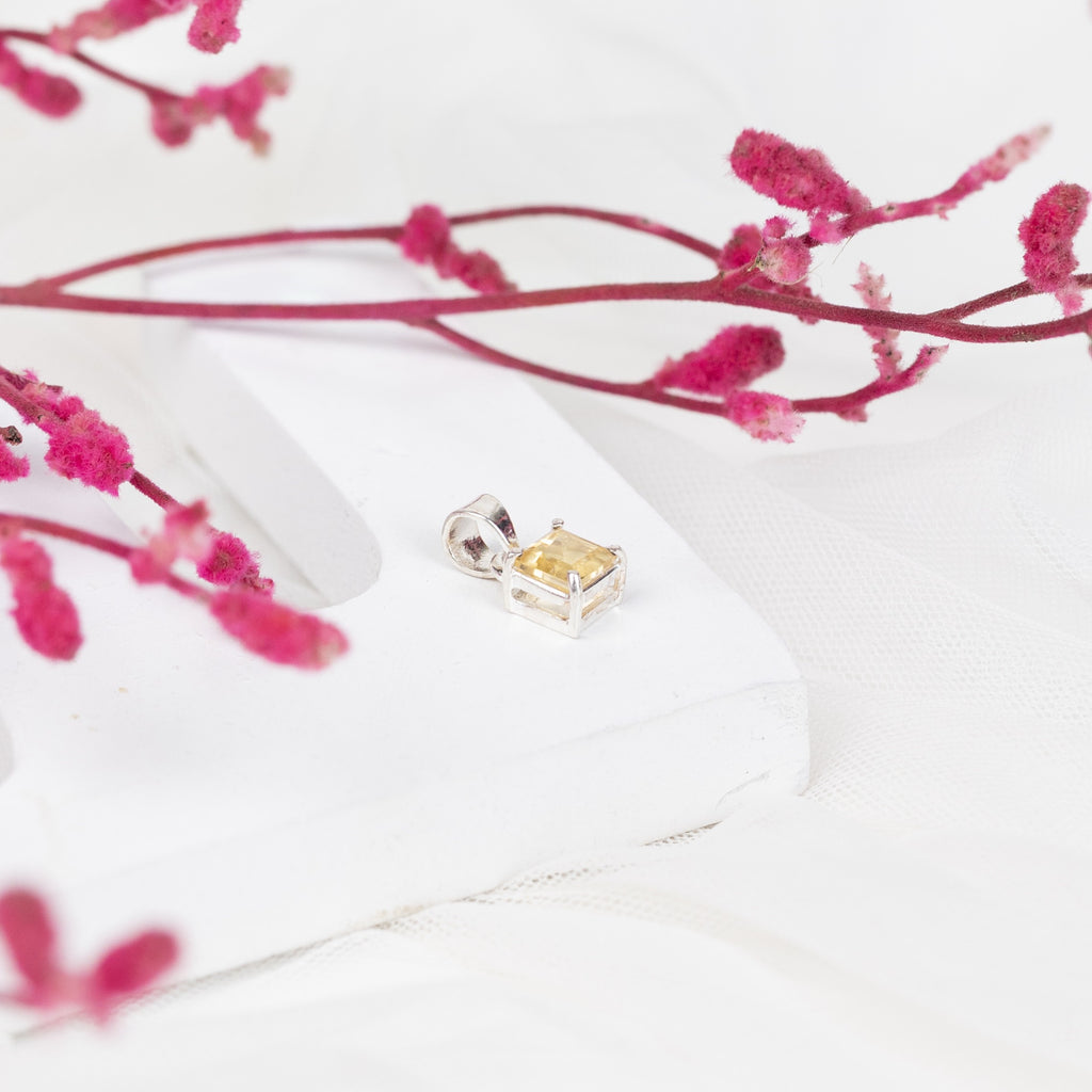 Citrine Radiant Frame Pendant in 92.5 Sterling Silver