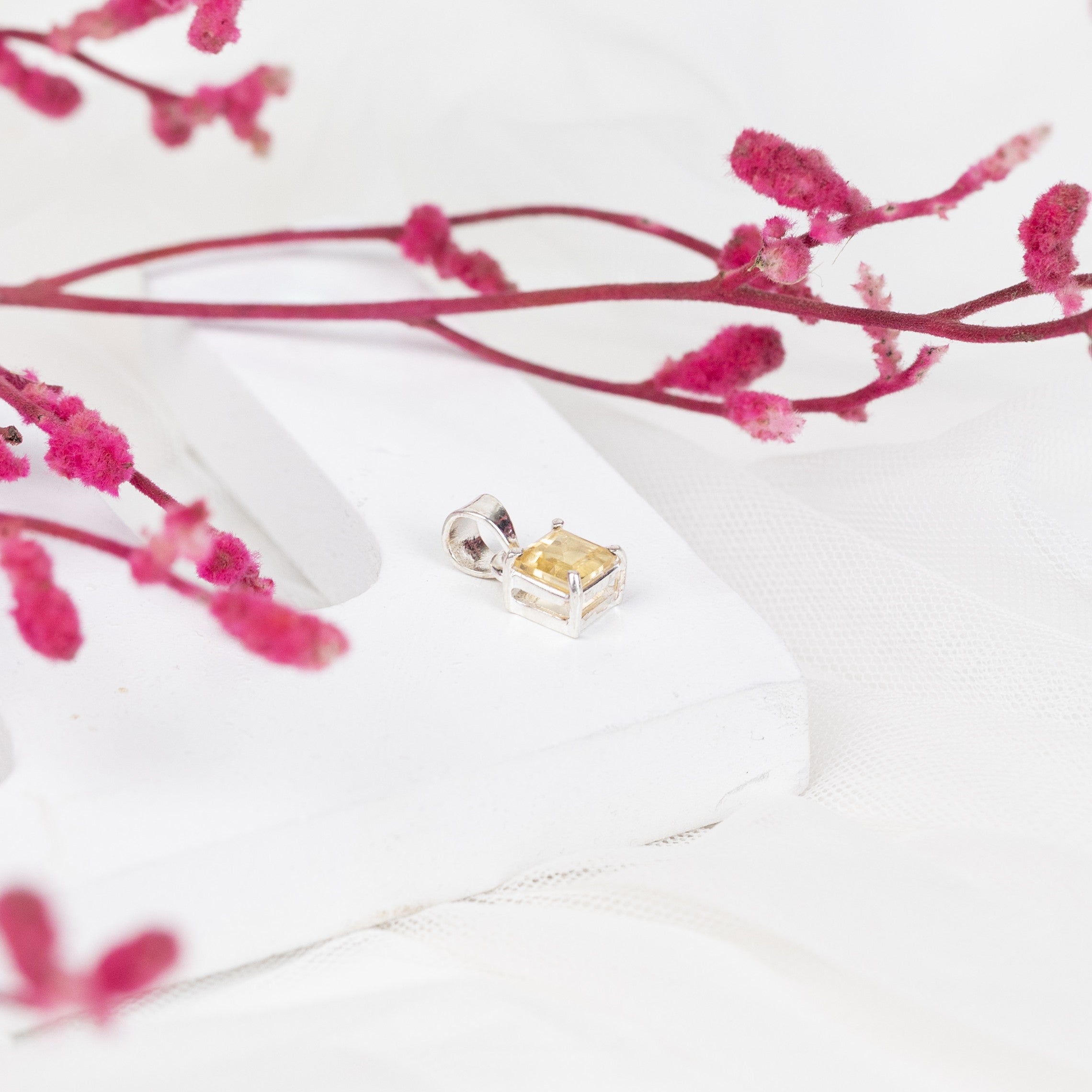 Citrine Radiant Frame Pendant in 92.5 Sterling Silver