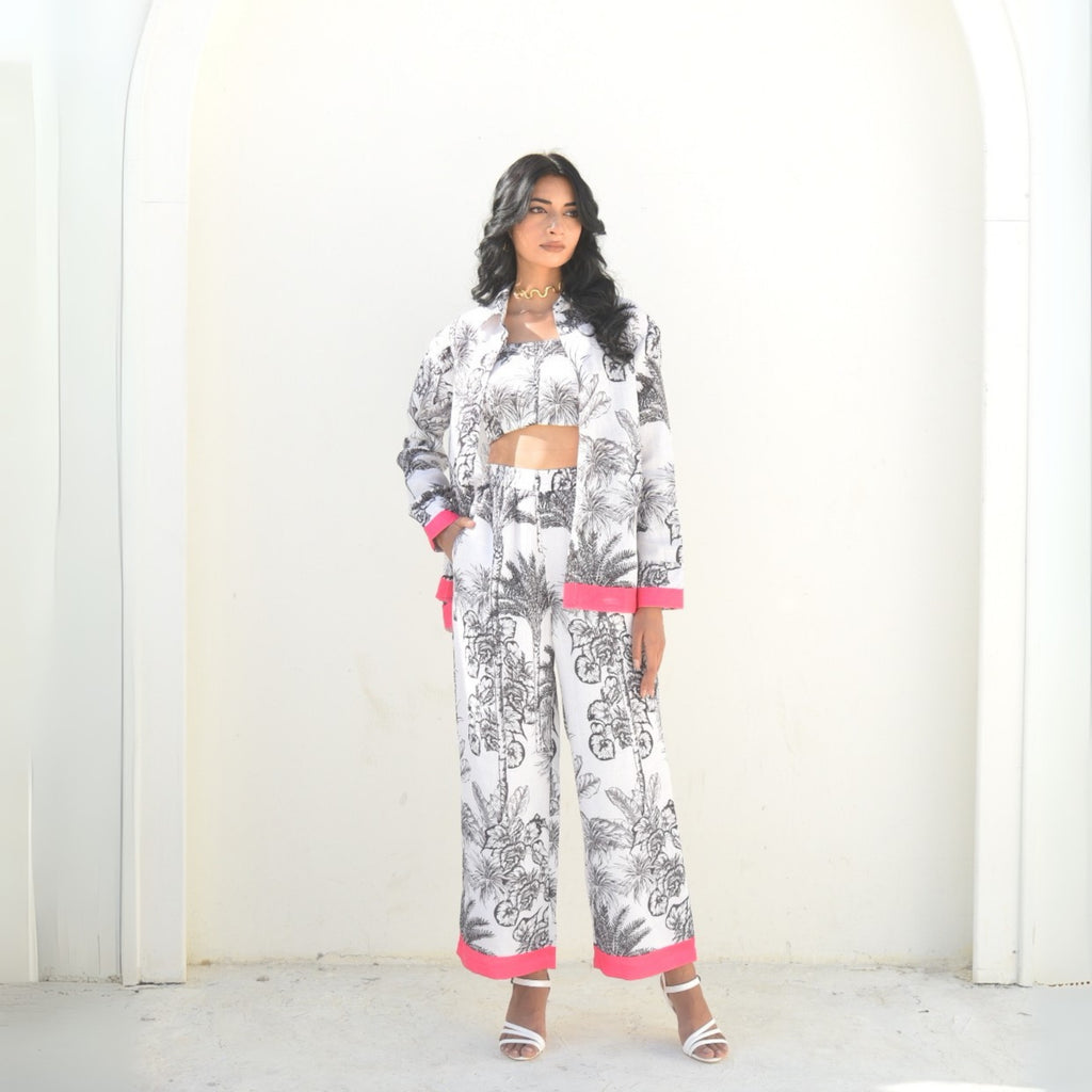 Noir Palm – Monochrome Tropical Co-ord Set