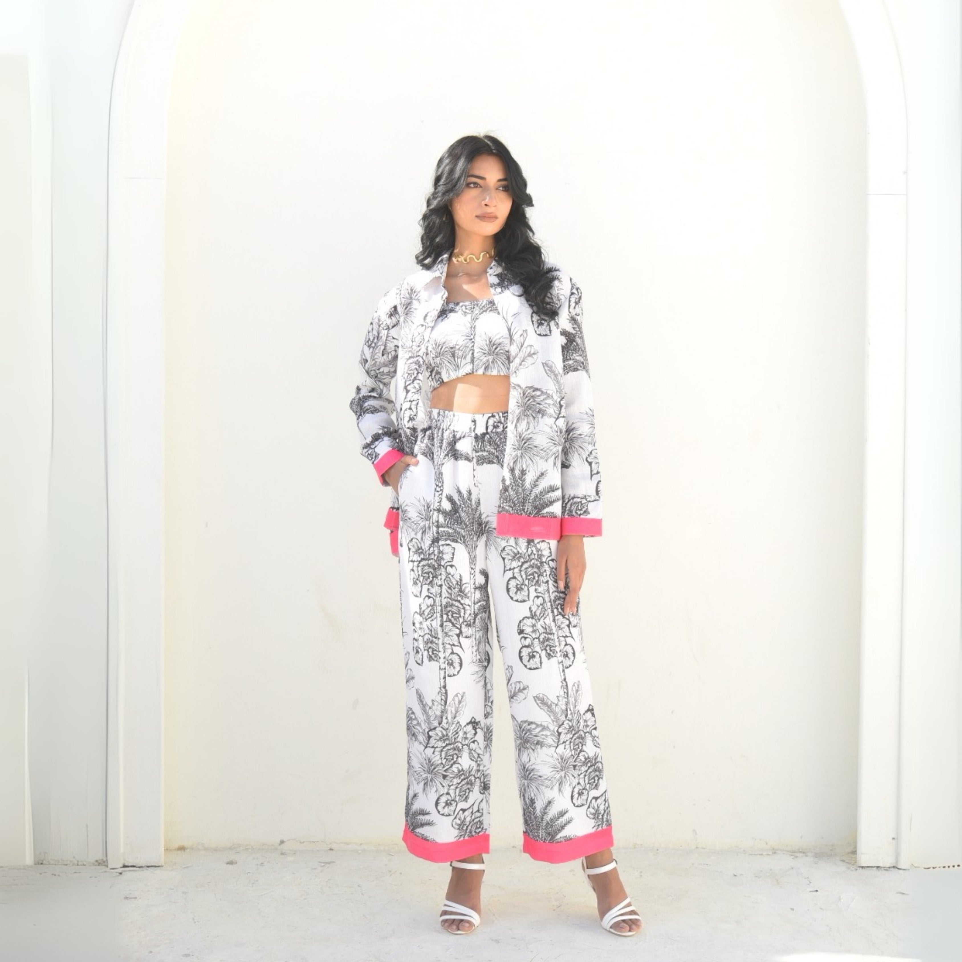 Noir Palm – Monochrome Tropical Co-ord Set