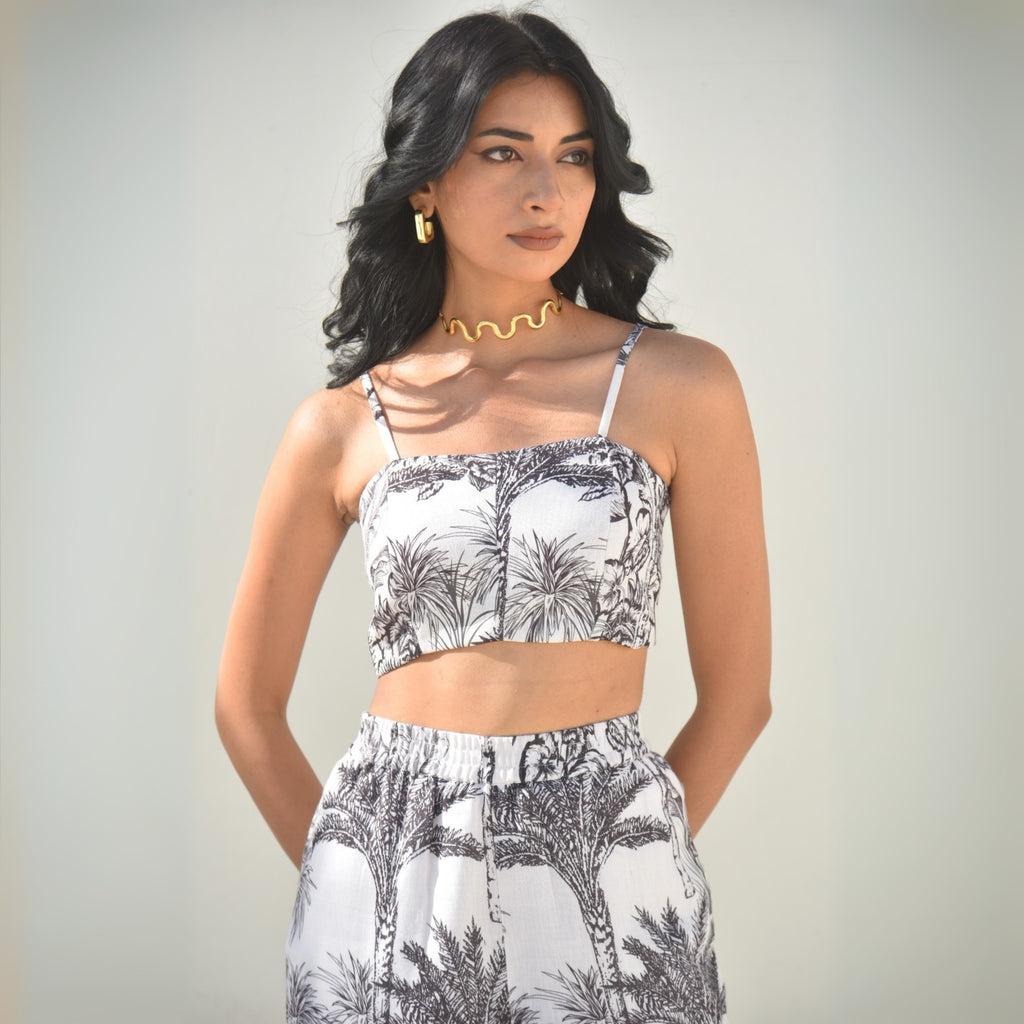 Noir Palm – Monochrome Tropical Co-ord Set