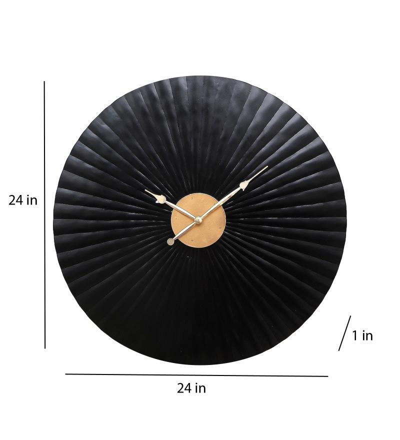 Amaya Decors Black & Gold Hammered Wall Clock
