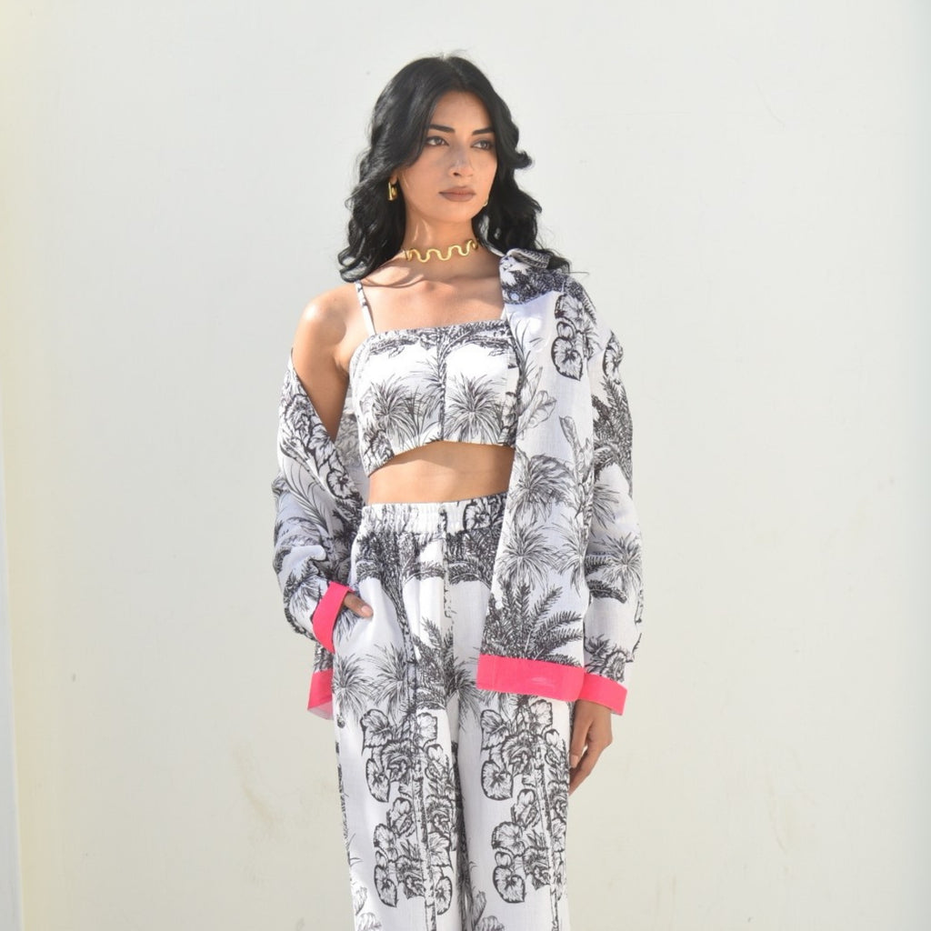 Noir Palm – Monochrome Tropical Co-ord Set