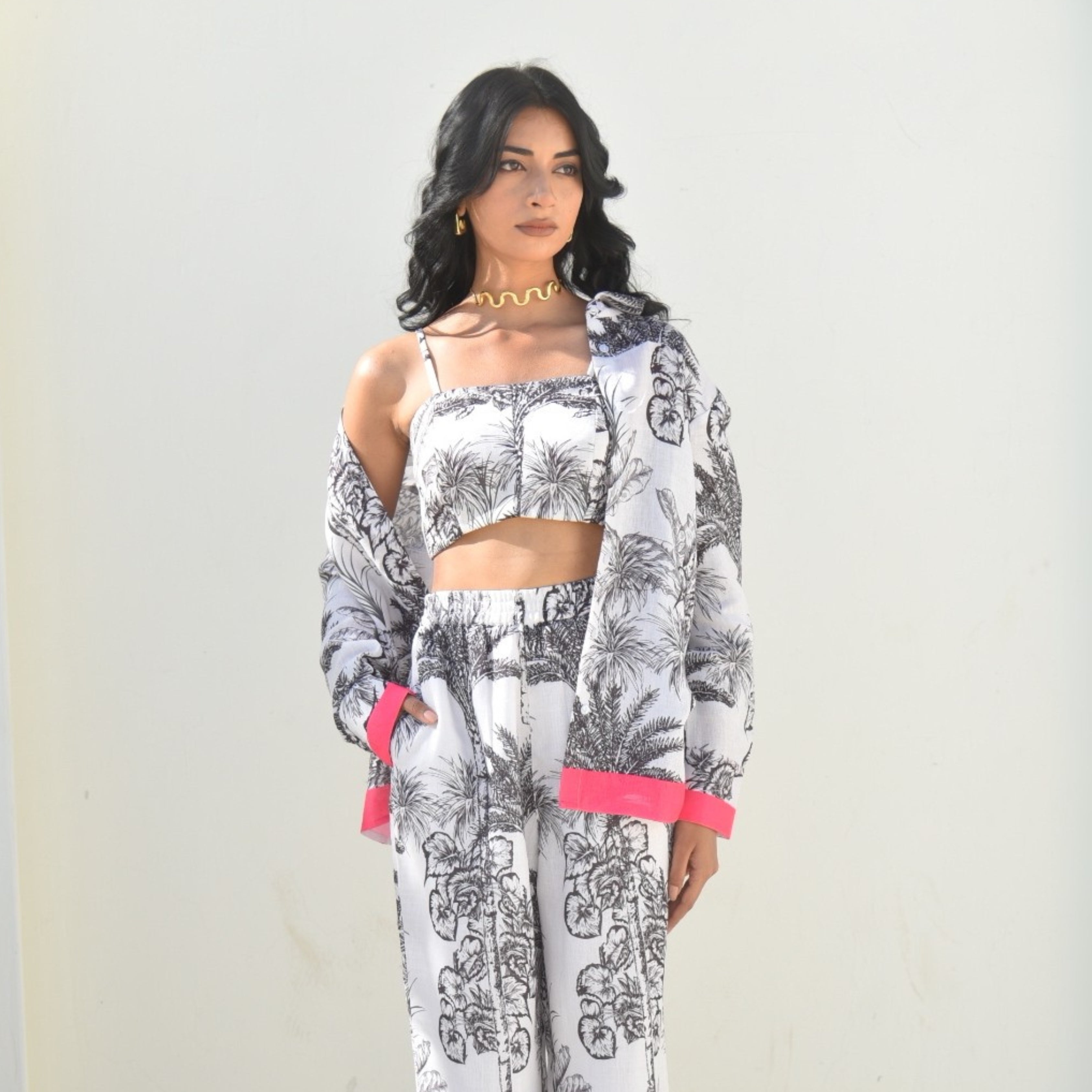 Noir Palm – Monochrome Tropical Co-ord Set