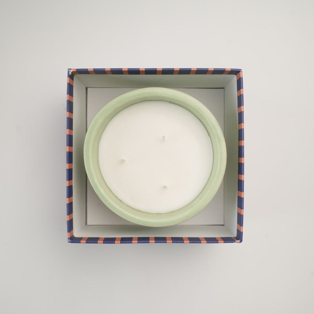 Stoneware Candle | 450g | Green | 3 wick