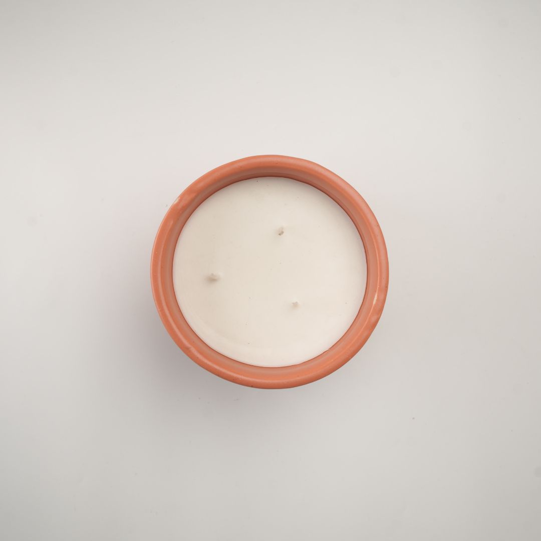 Stoneware Candle | 450g | Orange | 3 wick
