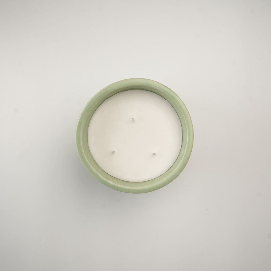 Stoneware Candle | 450g | Green | 3 wick