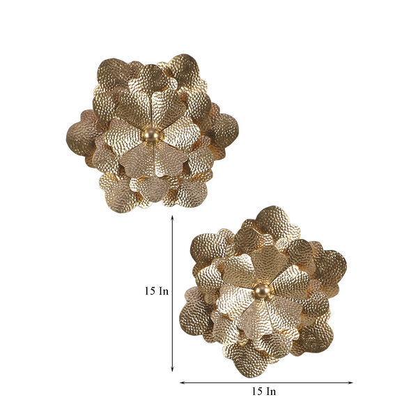 Amaya Decors Gold Hammered Flower Wall Décor Set of 2