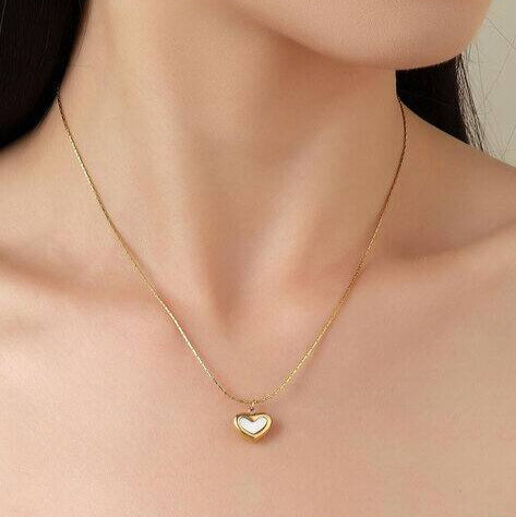 White Enamel Heart Pendant