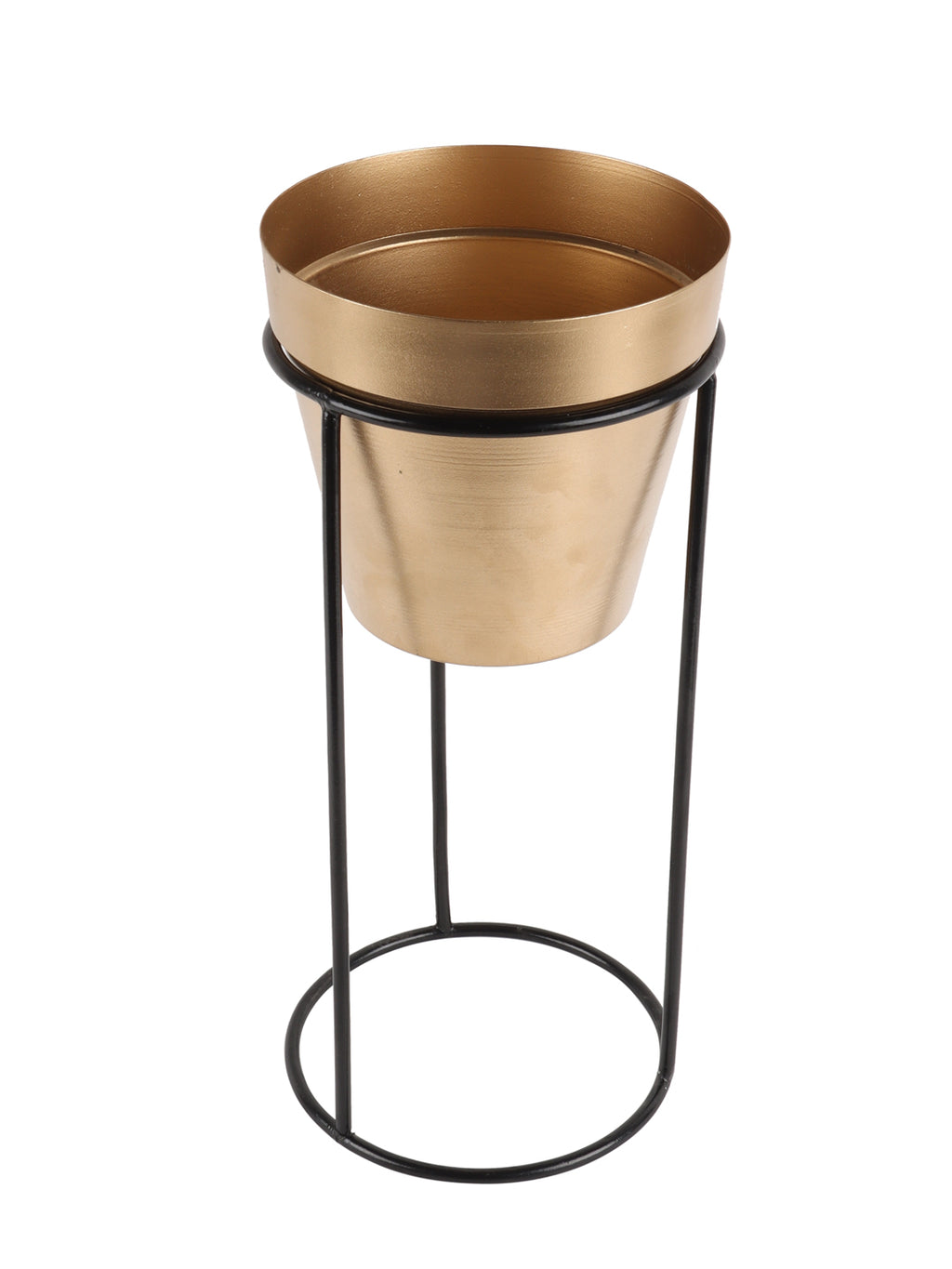 Amaya Decors Big Pot Shape Planter with Stand Black & Gold Set of 2