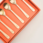 Pure brass dessert spoons | Set of 6 | Peony