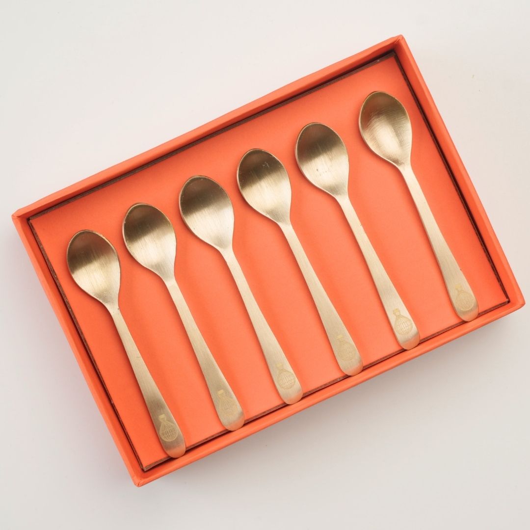 Pure brass dessert spoons | Set of 6 | balloon