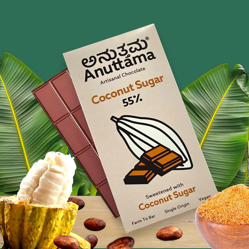 55% Cocoa | Sweetned with Coconut sugar|50g | Pack of 2