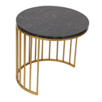 Amaya Decors Round Gold & Black Metal & Wood Nesting Table Set of 2