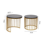 Amaya Decors Round Gold & Black Metal & Wood Nesting Table Set of 2