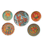 Amaya Decors Fish & Bird Metal & Meena Wall Plates Set of 5